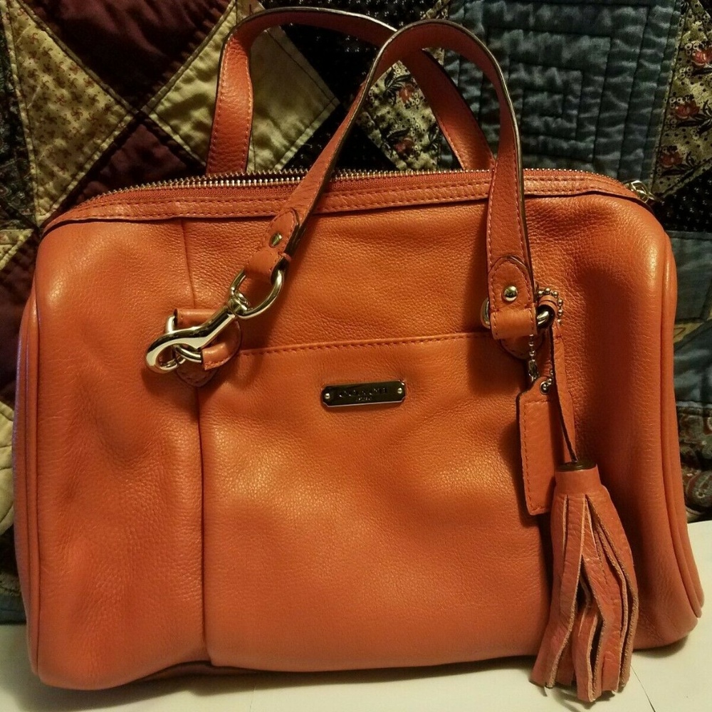 COACH AVERY LEATHER TEAROSE/SILVER SATCHEL HANDBAG